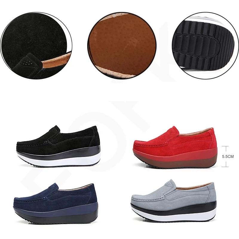 Loafers med kilklack i mocka för dam, bild 2 av 12