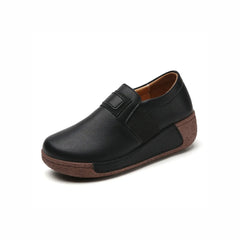 Ergonomiska kilklackloafers i syntetiskt läder för dam, Svart