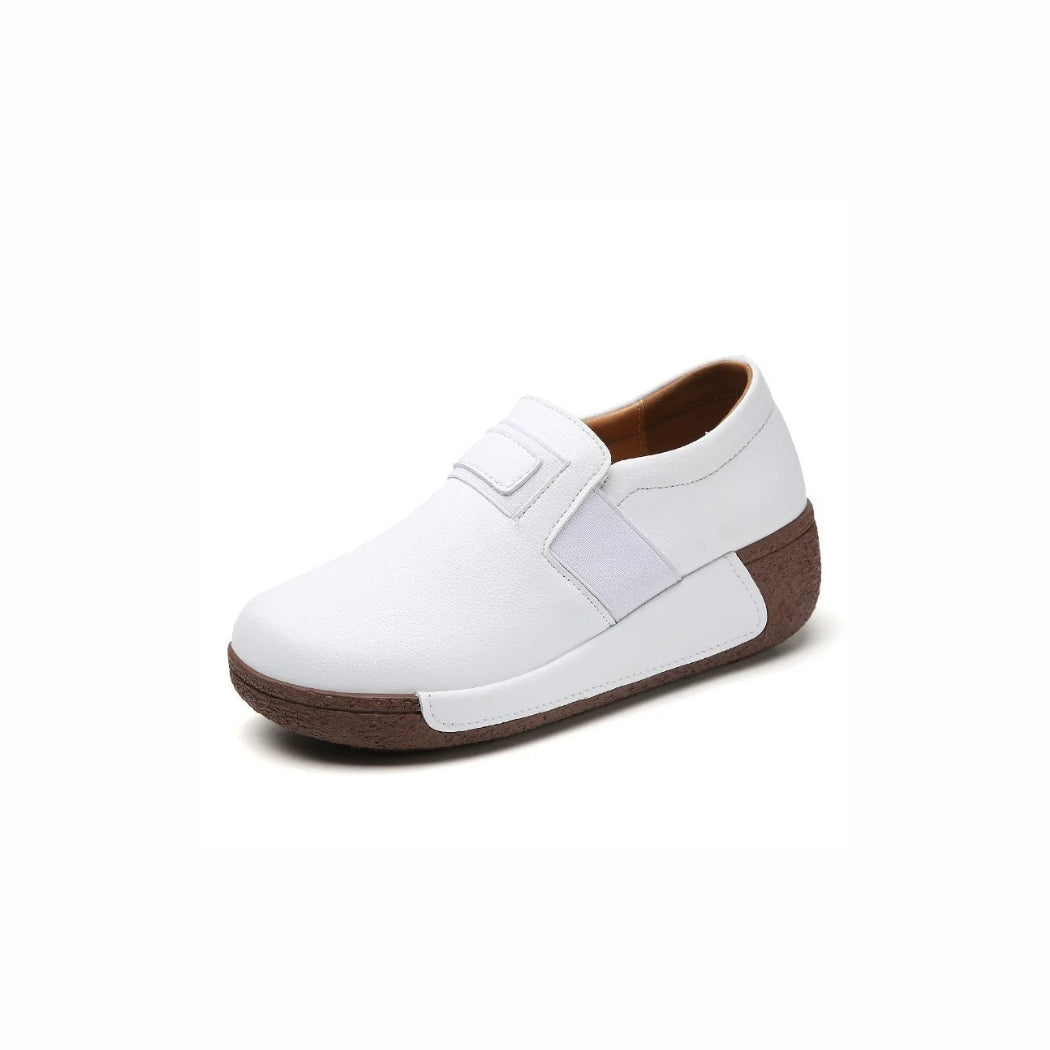 Ergonomiska kilklackloafers i syntetiskt läder för dam