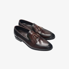 Tassel loafers i glansigt läder för herr, Brun