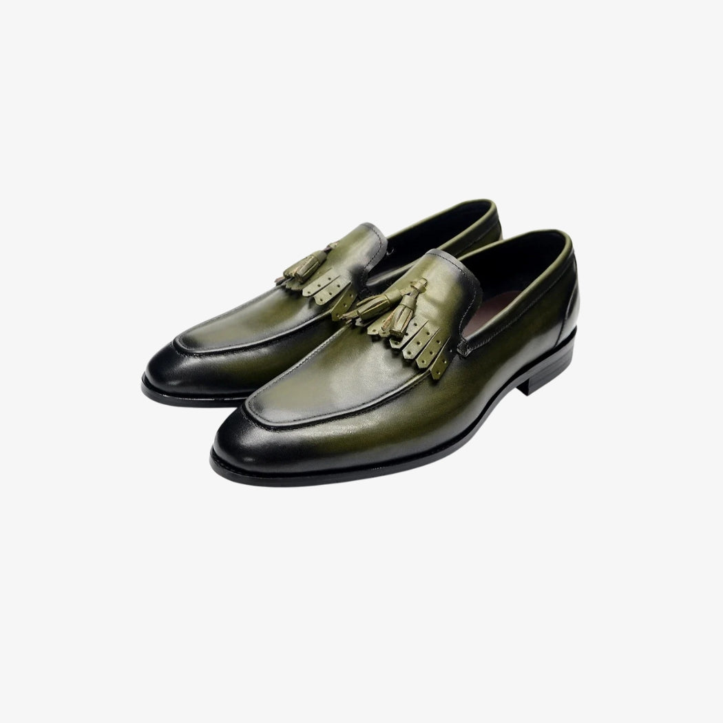 Tassel loafers i glansigt läder för herr
