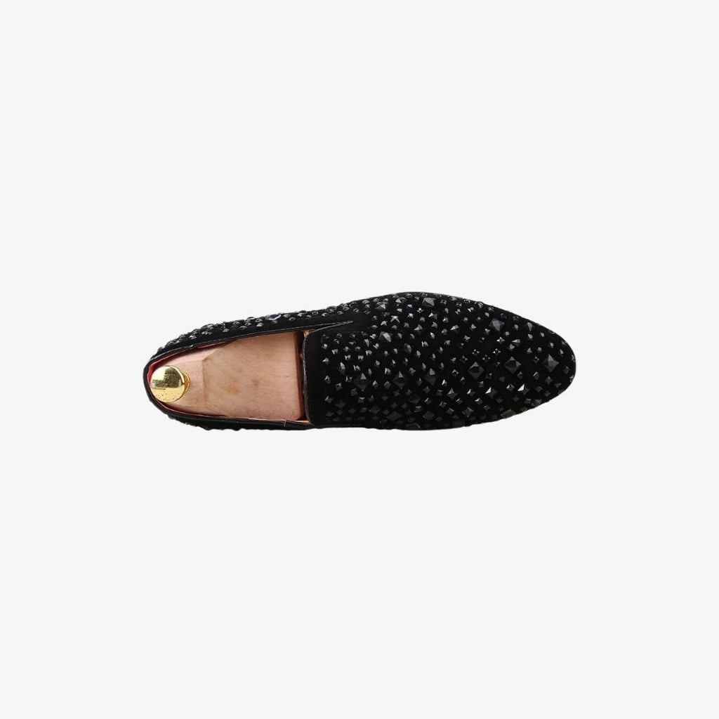 Bröllopsloafers i syntetisk mocka med metallglitter för herr