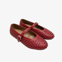 Ballerina Mary Jane loafer med kristaller för dam, Röd