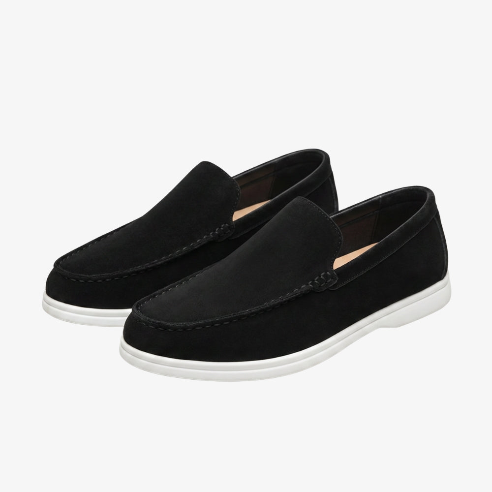 Slip on loafers i mocka med vit sula för herr
