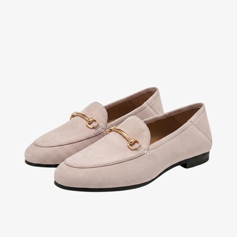 Loafers i äkta mocka med hovbetsel för dam
