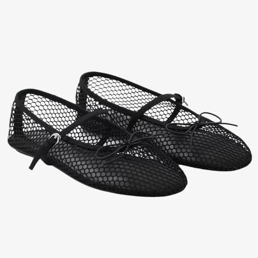 Ballerina loafer i nät med rosett för dam