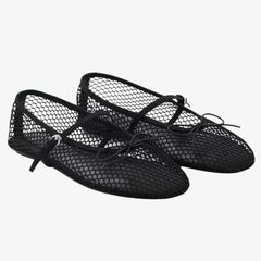 Ballerina loafer i nät med rosett för dam, Svart