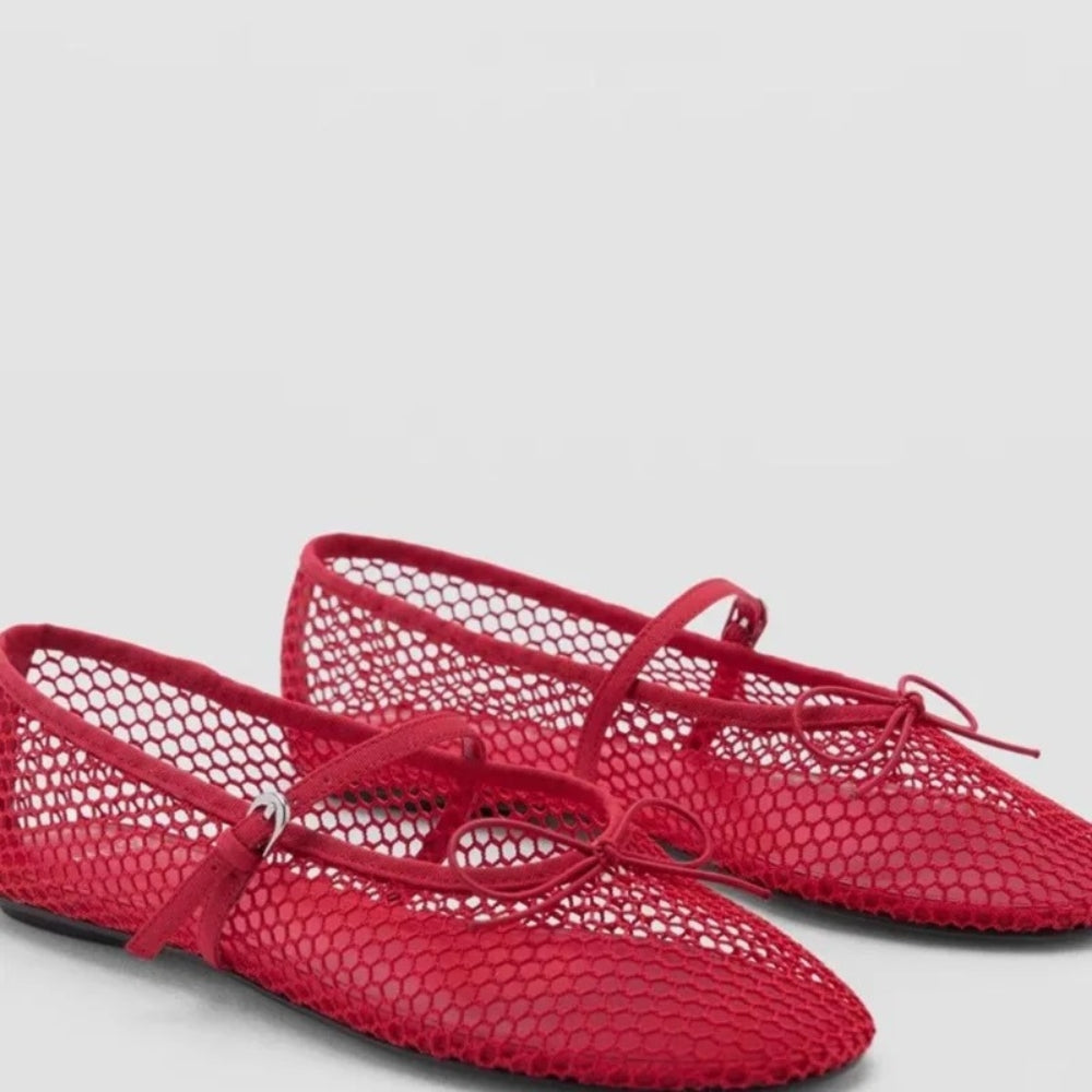 Ballerina loafer i nät med rosett för dam