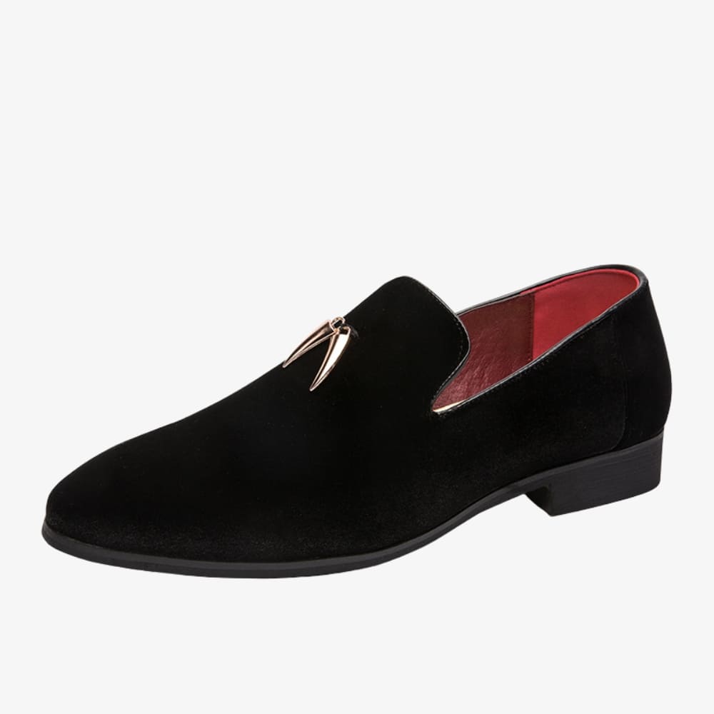Loafers i sammet med klack för dam