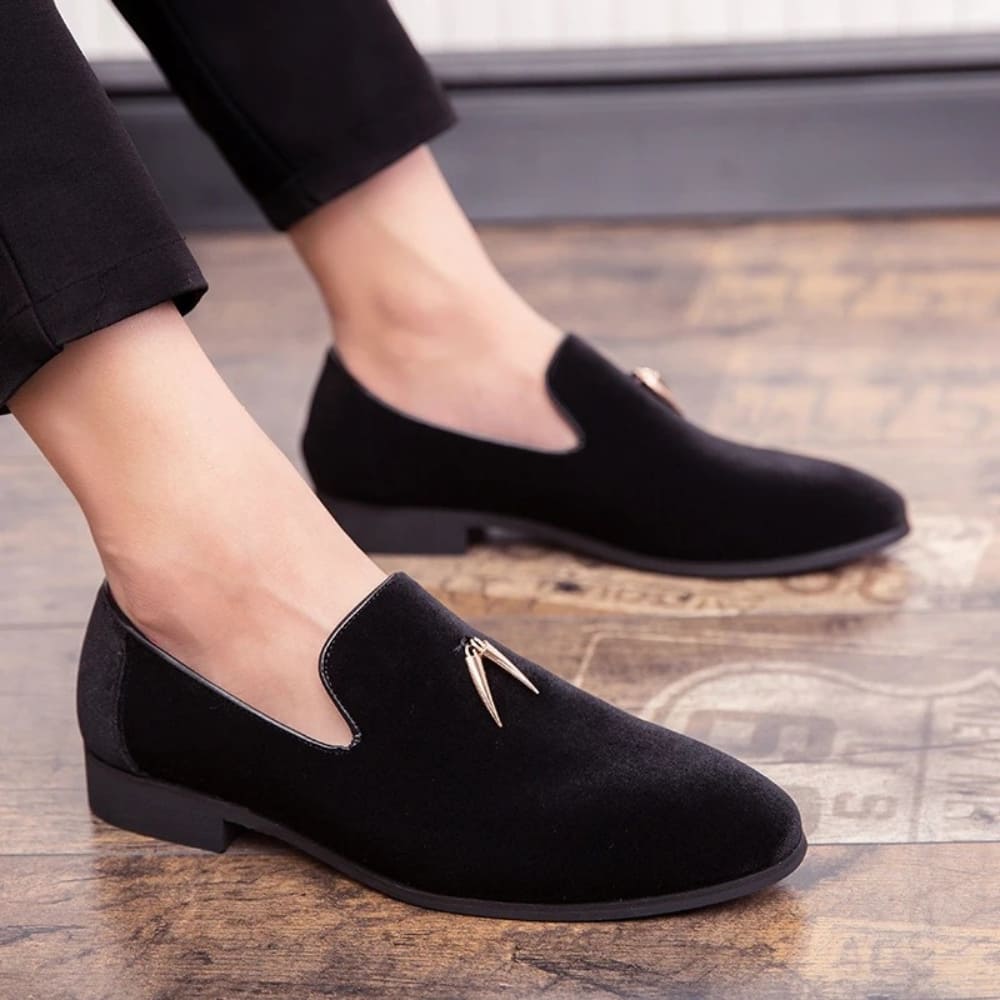 Loafers i sammet med klack för dam, bild 8 av 12