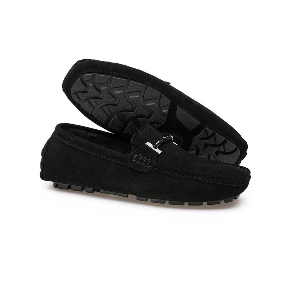 Fodrade loafers i mocka för herr