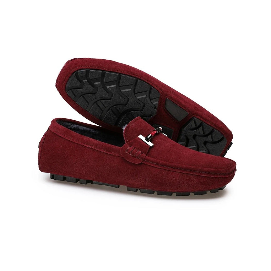 Fodrade loafers i mocka för herr