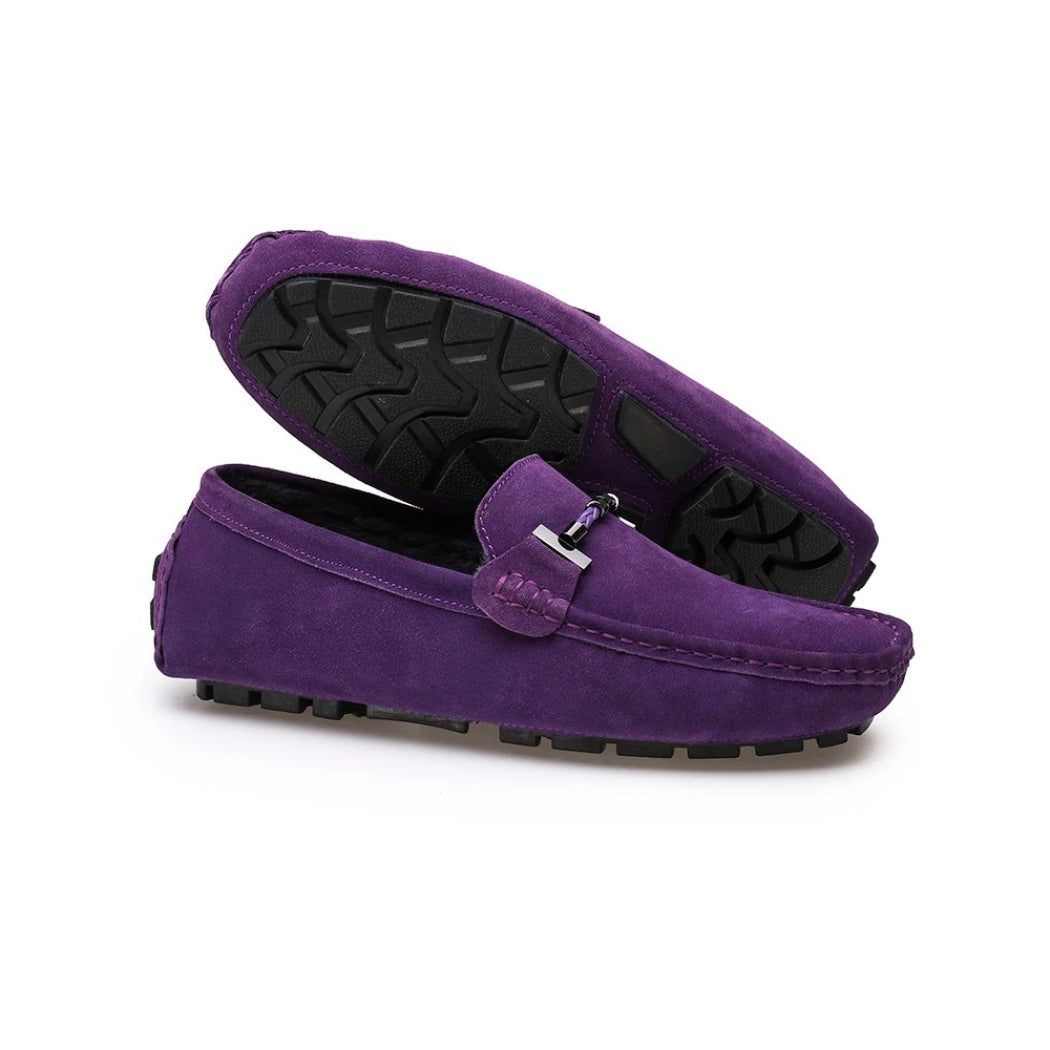Fodrade loafers i mocka för herr
