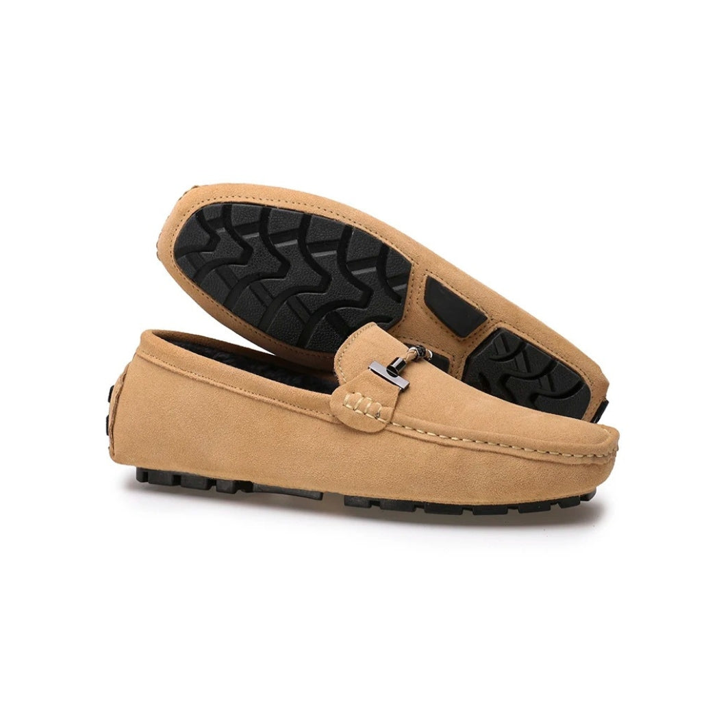 Fodrade loafers i mocka för herr