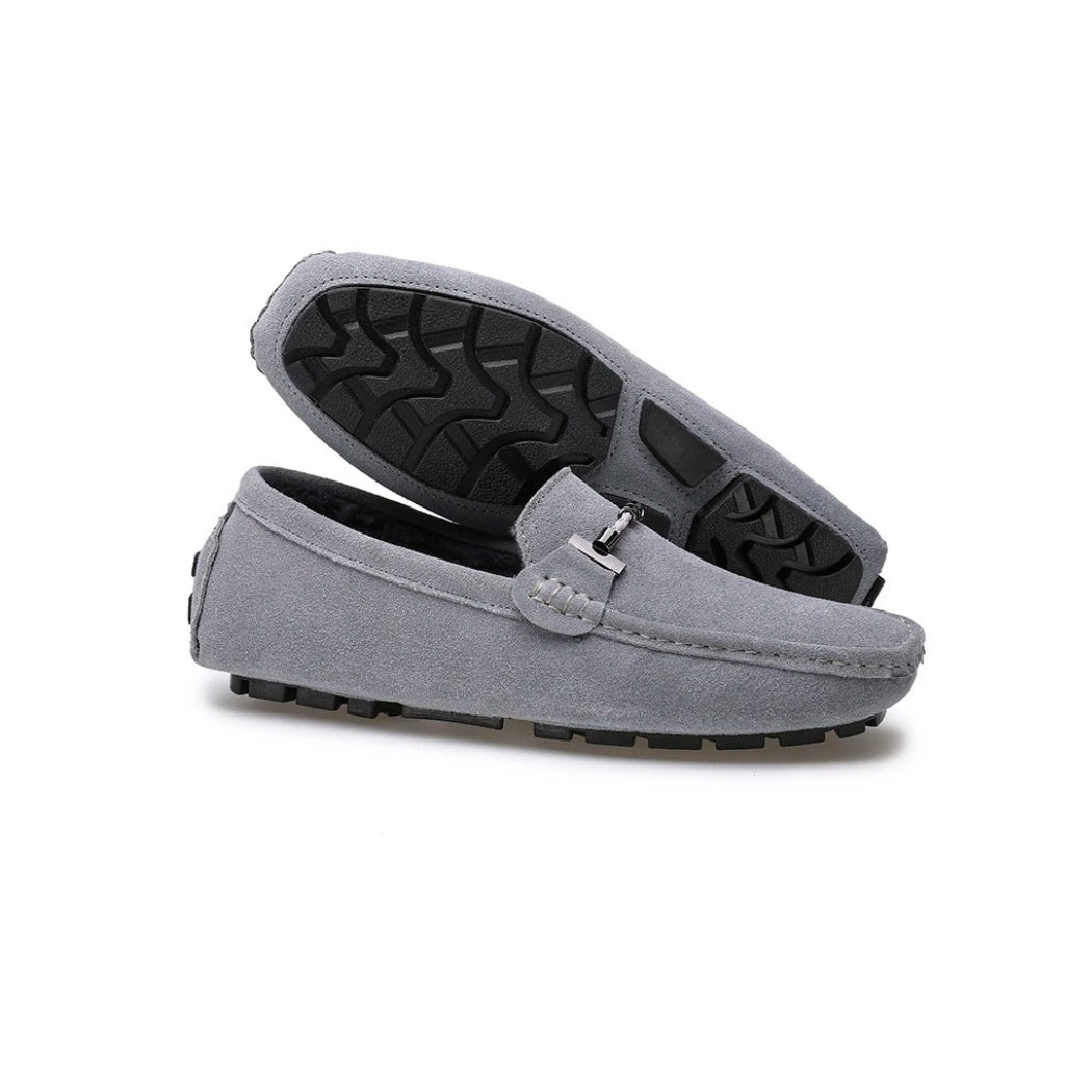 Fodrade loafers i mocka för herr
