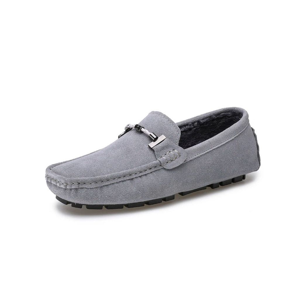 Fodrade loafers i mocka för herr