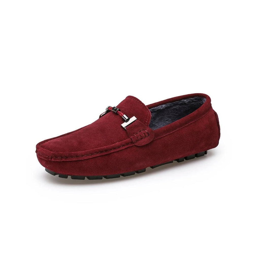 Fodrade loafers i mocka för herr