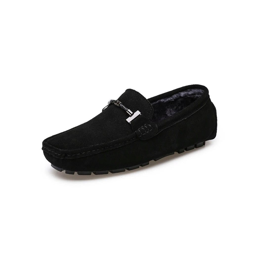 Fodrade loafers i mocka för herr