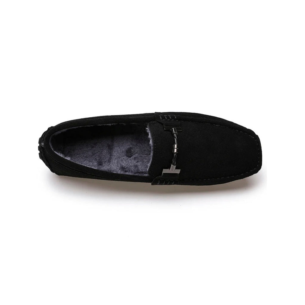 Fodrade loafers i mocka för herr