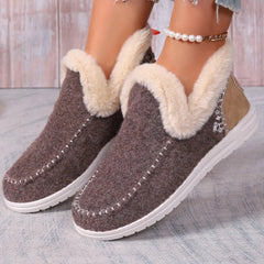 Varma fodrade loafers i syntetisk mocka för dam, Beige