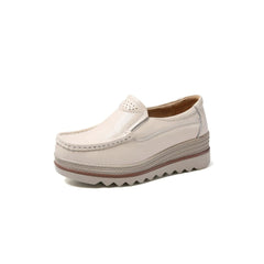 Kilklackade loafers i syntetiskt läder för dam, Beige