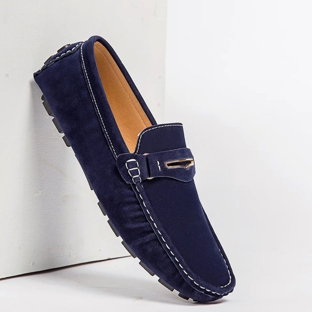 Sköna färgglada loafers i mocka för herr