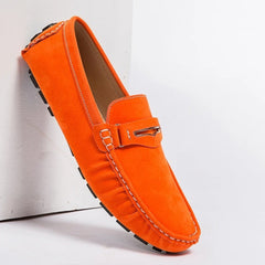 Sköna färgglada loafers i mocka för herr, Orange