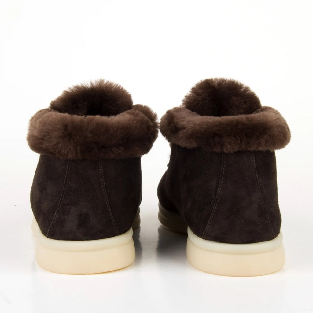 Fodrade loafers i mocka för dam
