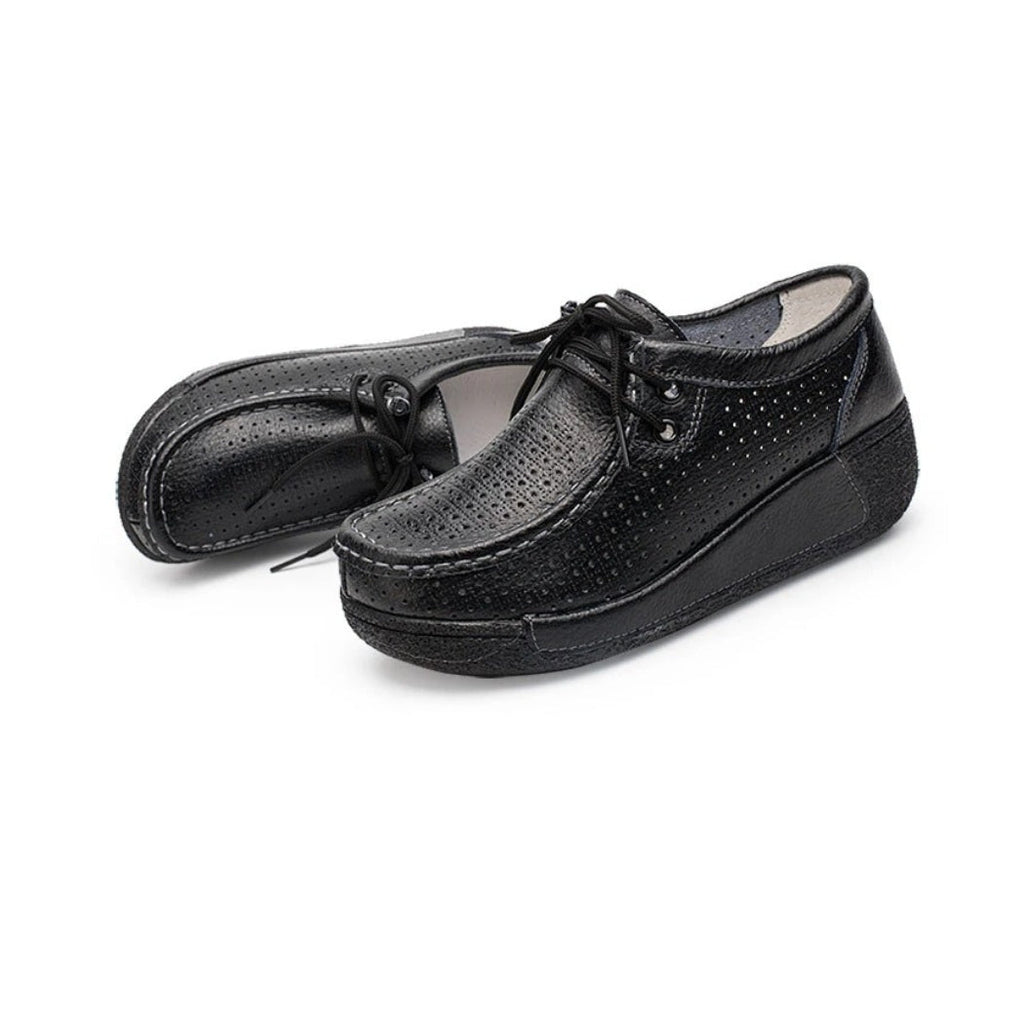 Loafers för dam i läder med kilsula