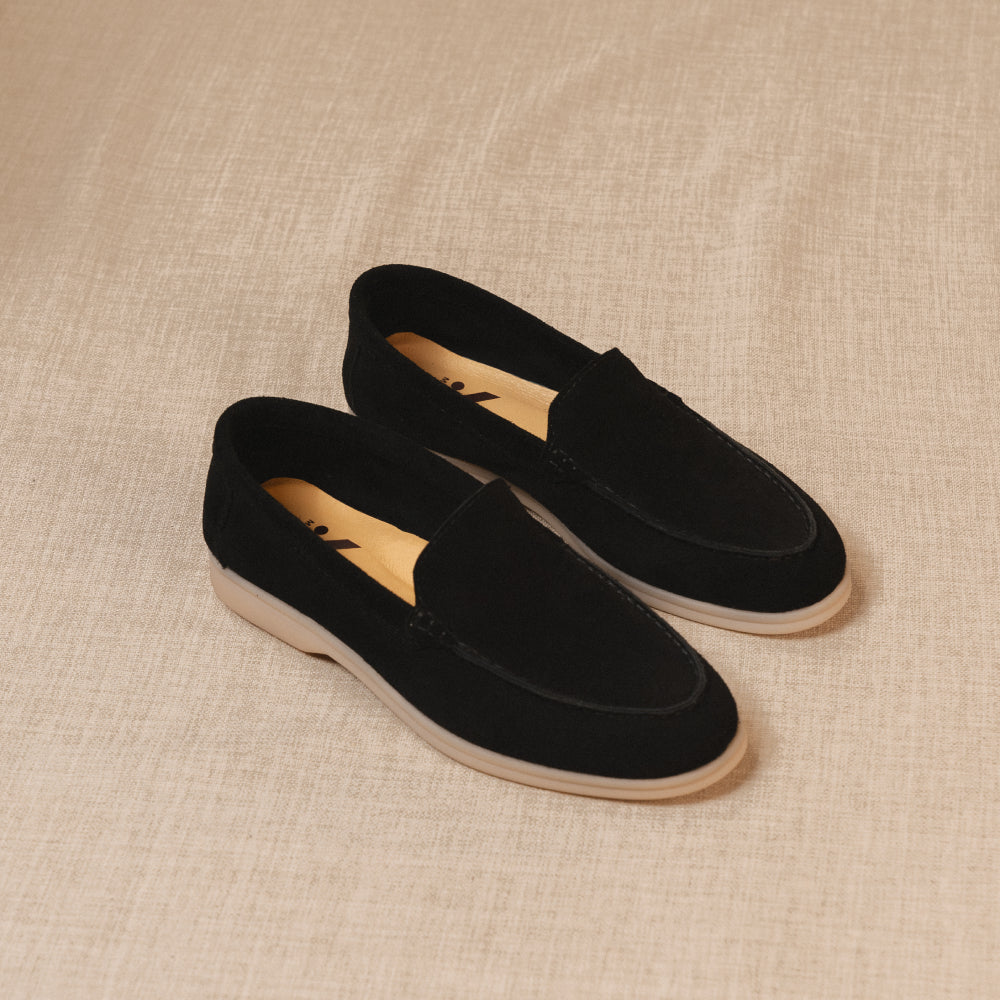 Yacht - Premium svarta loafers i äkta mocka för herr
