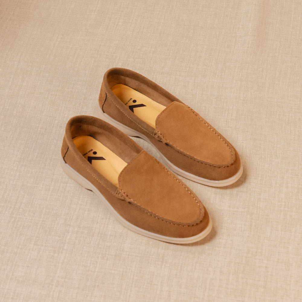 Yacht - Premium bruna loafers i äkta mocka för herr