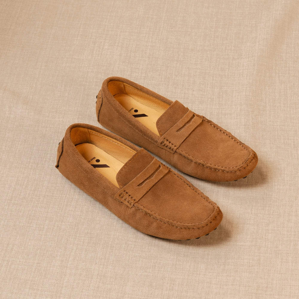 Classico - Premium bruna driver-loafers i mocka för herrar