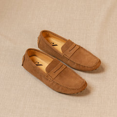 Classico - Premium driver-loafers i mocka för herrar, Brun