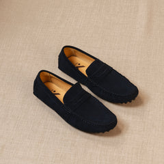 Classico - Premium driver-loafers i mocka för herrar, Mörkblå