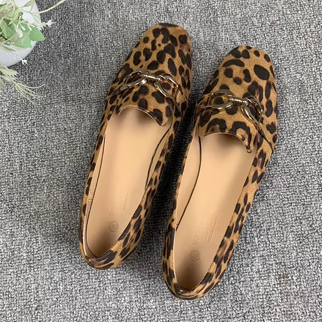 Leopardmönstrad loafer med kedja för dam, bild 4 av 8