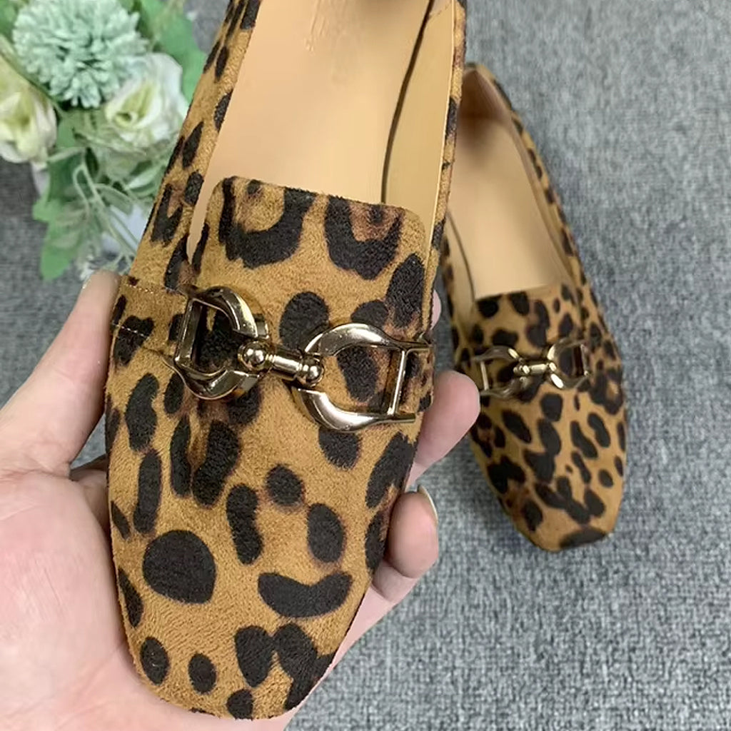 Leopardmönstrad loafer med kedja för dam, bild 7 av 8