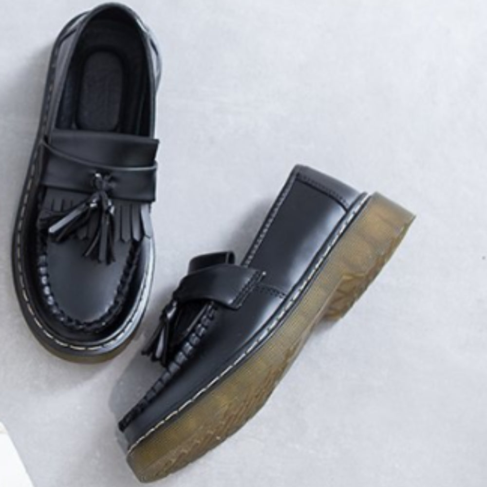 Loafers med tofsar och fransar i syntetiskt läder för dam