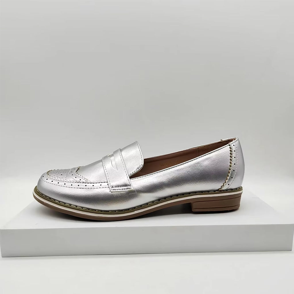 Elegant silverfärgad loafer för kvinnor, bild 4 av 4