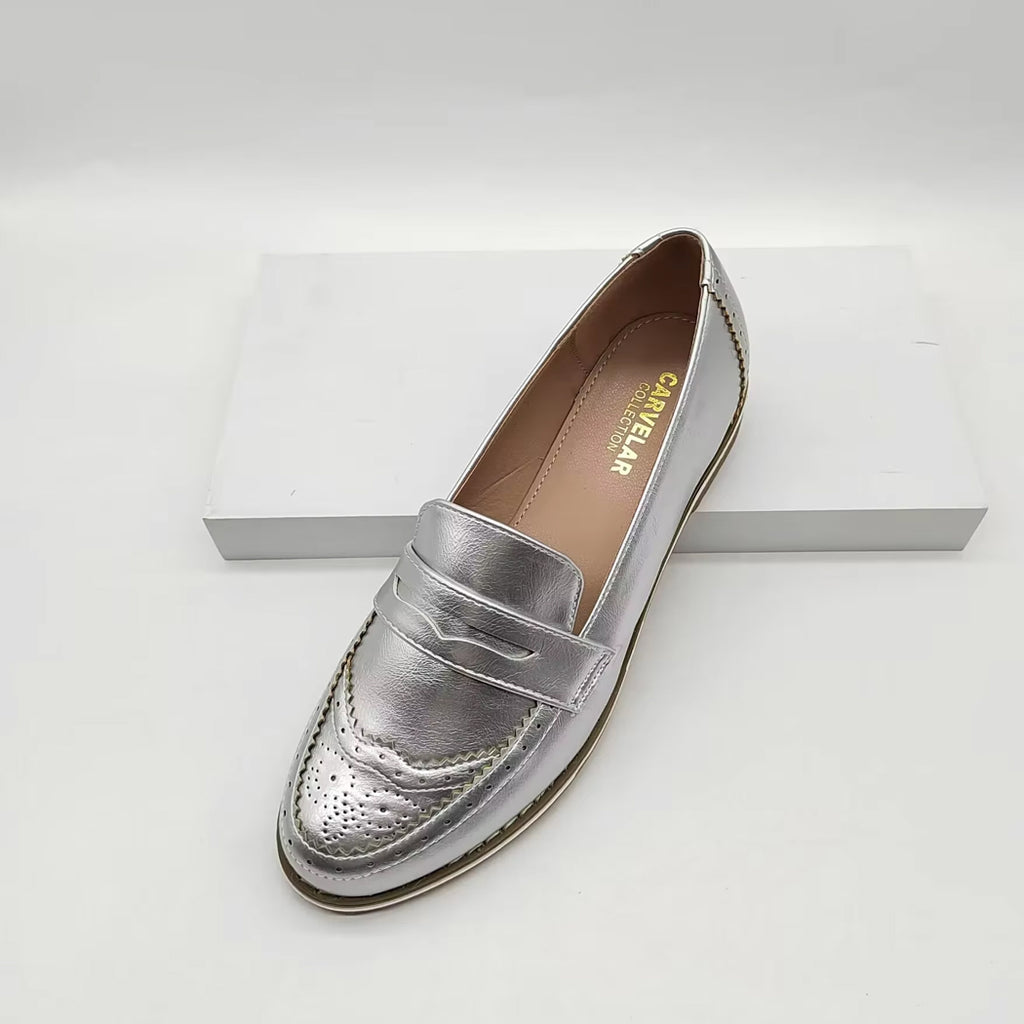Elegant silverfärgad loafer för kvinnor, bild 3 av 4