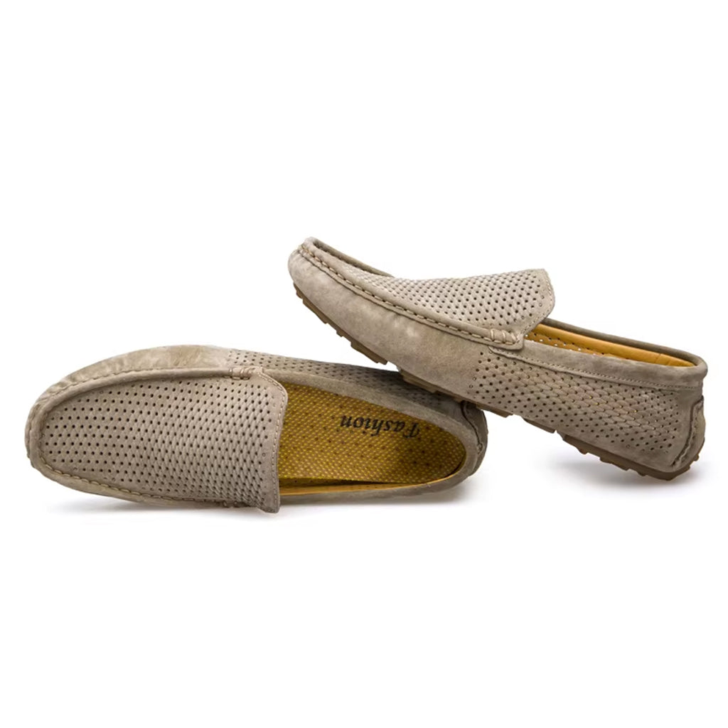 Sommar beige loafers i mocka för herr