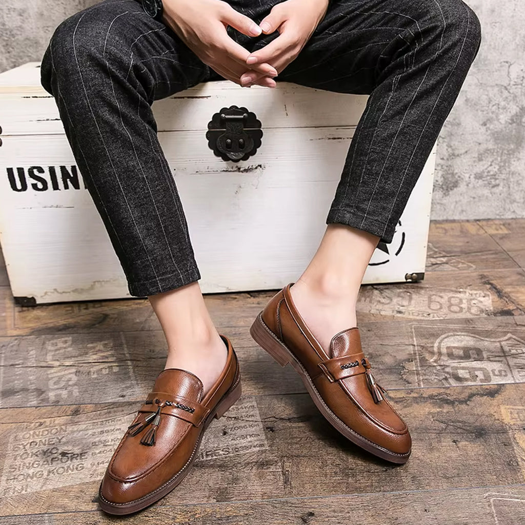 Elegant loafer med tofsar i läder för herr, bild 6 av 10
