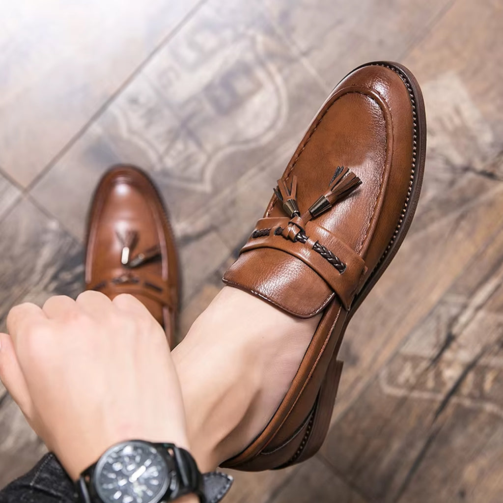 Elegant loafer med tofsar i läder för herr, bild 5 av 10