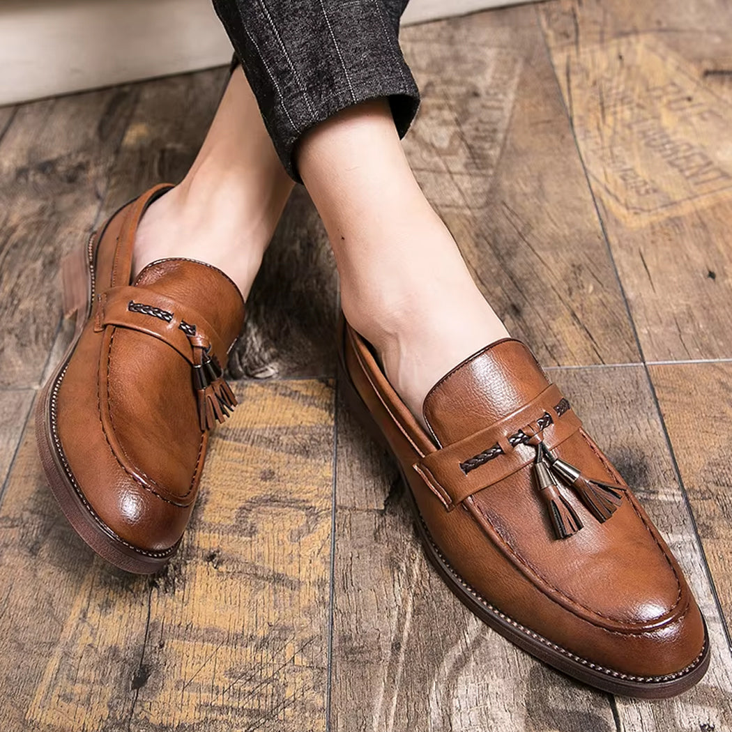 Elegant loafer med tofsar i läder för herr, bild 3 av 10