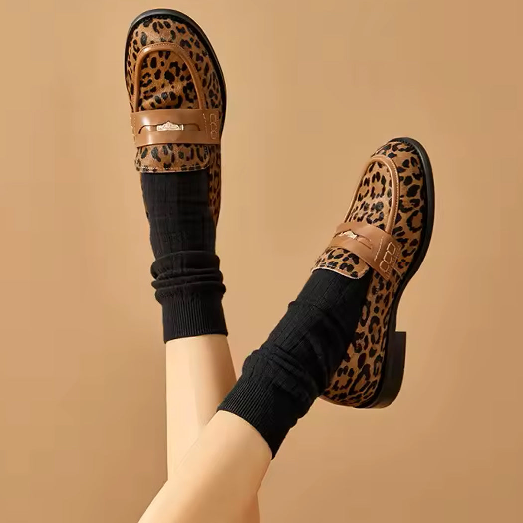 Leopardmönstrad loafer i läder för kvinnor, bild 5 av 5