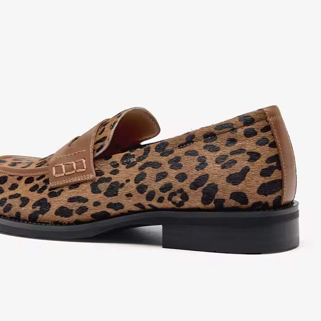 Leopardmönstrad loafer i läder för kvinnor, bild 3 av 5