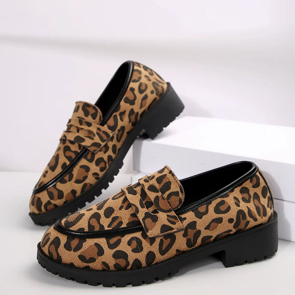 Leopardmönstrad loafer med klack, bild 8 av 8
