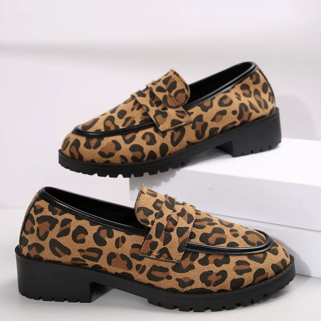 Leopardmönstrad loafer med klack, bild 7 av 8