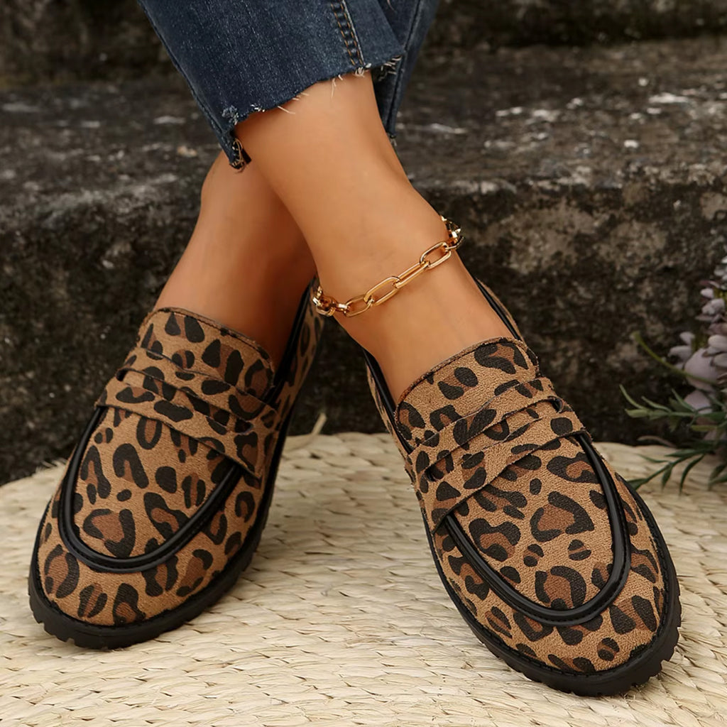 Leopardmönstrad loafer med klack, bild 6 av 8