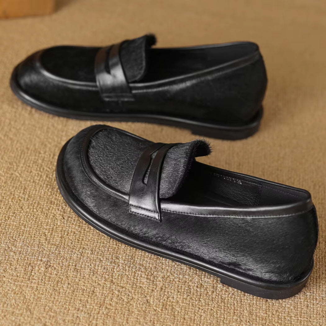 Svart loafer i läder och hästhår, bild 4 av 8