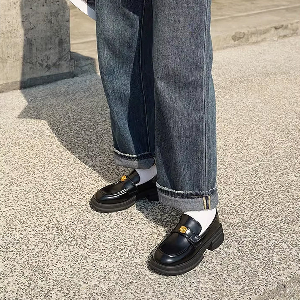 Loafers med platåsula och blomdetaljer, bild 4 av 14